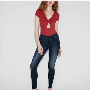 NWT Express mid rise dark wash jean leggings -0R